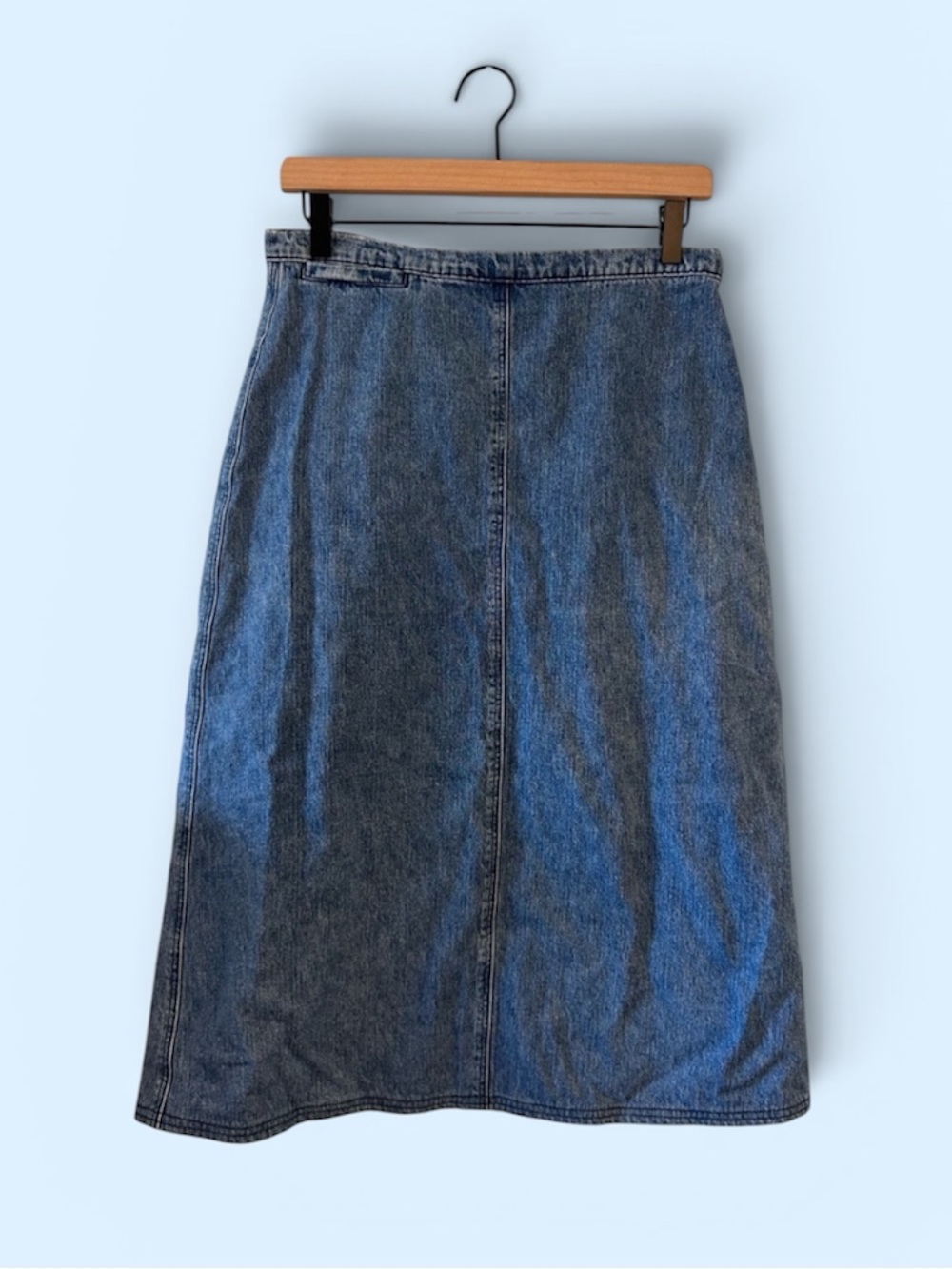 Woolrich Vintage Classic Denim A Line Midi Skirt Size 8 Blue 90s